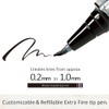 Kuretake Jigletor Pen COCOIRO Refill, Ultra Fine Point, Black Ink,