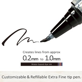 Kuretake Jigletor Pen COCOIRO Refill, Ultra Fine Point, Black Ink, Made in Japan (HAZE BLUE, Black)