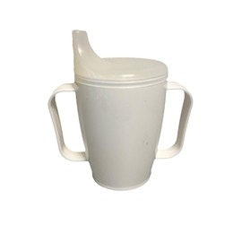 Sippy Cup with Handle + 2 Lids 4 + 12 mm, 250 ml, White Plastic