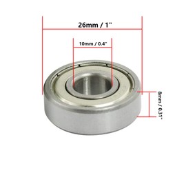 Rannb 6000Z Double Shielded Ball Bearings Deep Groove Ball Bearings for Skateboards Rollers 3D Printers 26mm x 10mm x 8mm - 10pcs