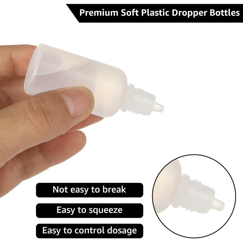 SENENQU 100 Pack 20ml Plastic Dropper Bottles, Translucent Squeeze Bottles