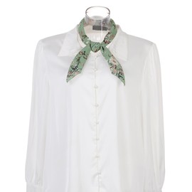 Allegra K Women Chiffon Scarves - 27.6" X27.6" - Floral Print Square Kerchief Neck Scarf Neckerchief 70x70cm/27.6x27.6 inches(LxW) Green