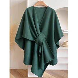 Women's Solid Color Cape, Soft Comfortable Fashion Shawl for All Seasons, Vintage Versatile Accessory for Daily Use, Womenswear:_Turquoise_one-size