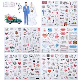 BOPHIS Stickers Wedding Guest Book Wedding 266 Stickers, Perfect Sticker Set for DIY Scrapbook Journal Photo Album Wedding Guest Book or Photo Album with Love Stickers in German