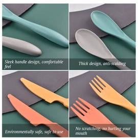 Knives Spoons and Forks Set, Wheat Straw Cutlery Set, Reusable Flatware Set for 4, Utensils for Party, Travel, Work, Picnic, Camping or Daily Use (2)
