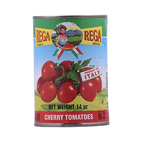 REGA Cherry Tomatoes, Pack of 6 Cans, 14 Ounce Each Can, All Natural Imported from Italy, Rega Pomodorini