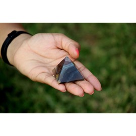 Jet International Beautiful Multi Flourite Pyramid Approx. 1.5 Inch Earth Elements Reiki Symbol Pentagram Gemstone Crystal Healing Vastu Chakra Free Brochure Crystal Therapy Image is Only a Reference