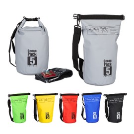 Relaxdays Ocean Pack 5 Litre Waterproof Dry Bag Lightweight Kayak / Sailing / Skiing / Snowboarding, Colour Ocean Pack Grey