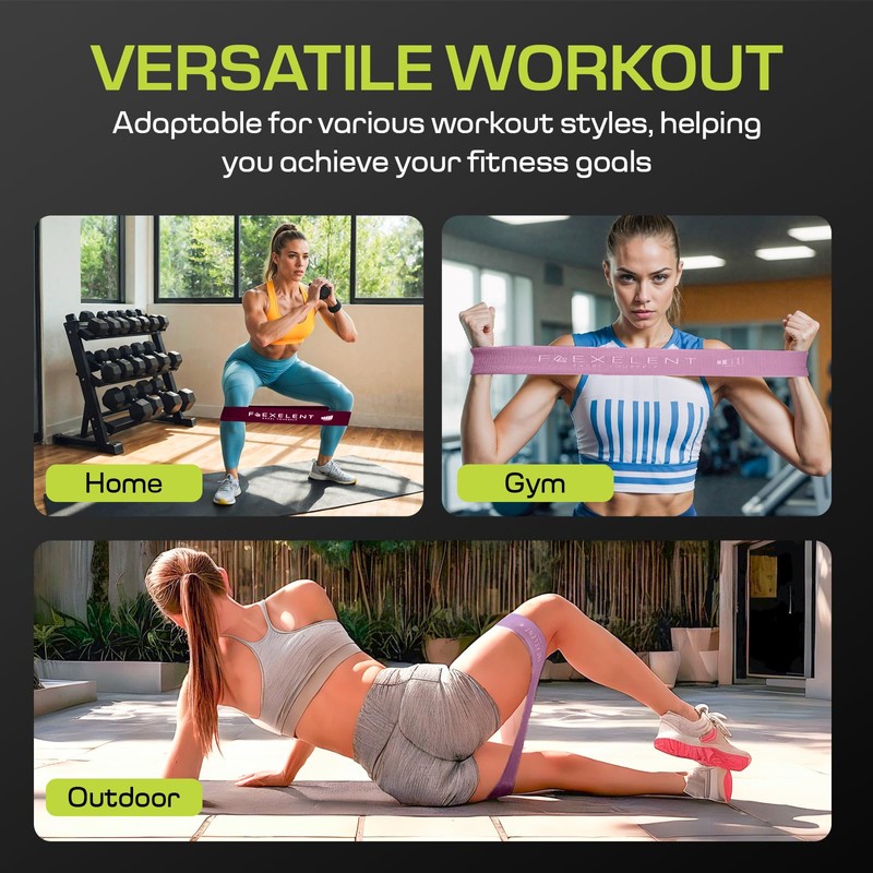 Flexelent 5 Intensity Level Fabric Resistance Bands for Working Out