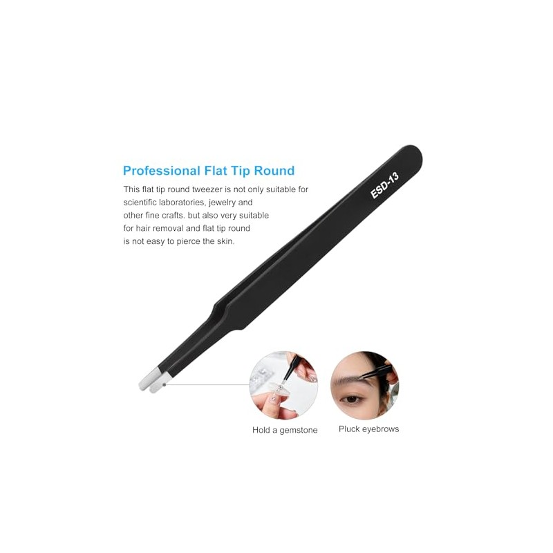 3PCS Precision Tweezers Set, Upgraded ESD high-end anti-static for Craft,