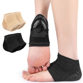 Heel crack prevention socks protection dead skin moisturizing foot pad Heel gel socks-black 3ea