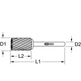 KS Tools 515.3235 Hard metal cylinder rotary burr form A with spur gearing, 12mm