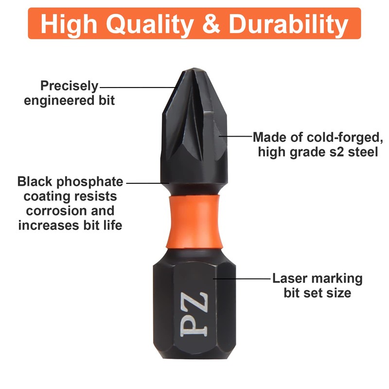 BAIDETS Pro PZ2 Bit Assortment - Screwdriver Bits Set of