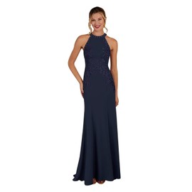 XIUMAO Navy Blue Chiffon Mother of The Bride Dresses 2025 Long Sleeveless Mother of The Groom Dress for Women Halter Formal Party Gowns 14