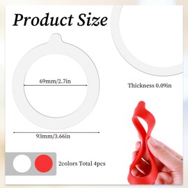 LXUEJIE LXUEJIE 4 Pack Rubber Seals for Glass Jars, 3.75" Airtight Silicone Jar Gaskets, Leakproof Rubber Gasket Replacement Canning Silicone Fitting Seals for Canning Mason Jars Lids Glass Clip Top Jar