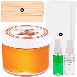 Sugar Wax Kit Suagring Kit: 300g/10.6oz Organic Sugaring Paste for Body Hair Removal - Includes Wax Strip & Stick, Pre & Post Care Oil