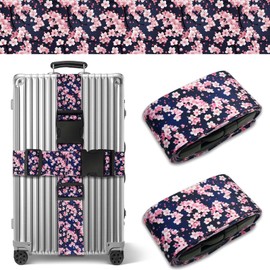 Luggage Straps for Suitcases TSA Approved, Luggage Identifiers for Suitcase, Adjustable Suitcase Strap for Baggage Security with Cute Patten, Travel Necessary Accessories (Anime Sakura)