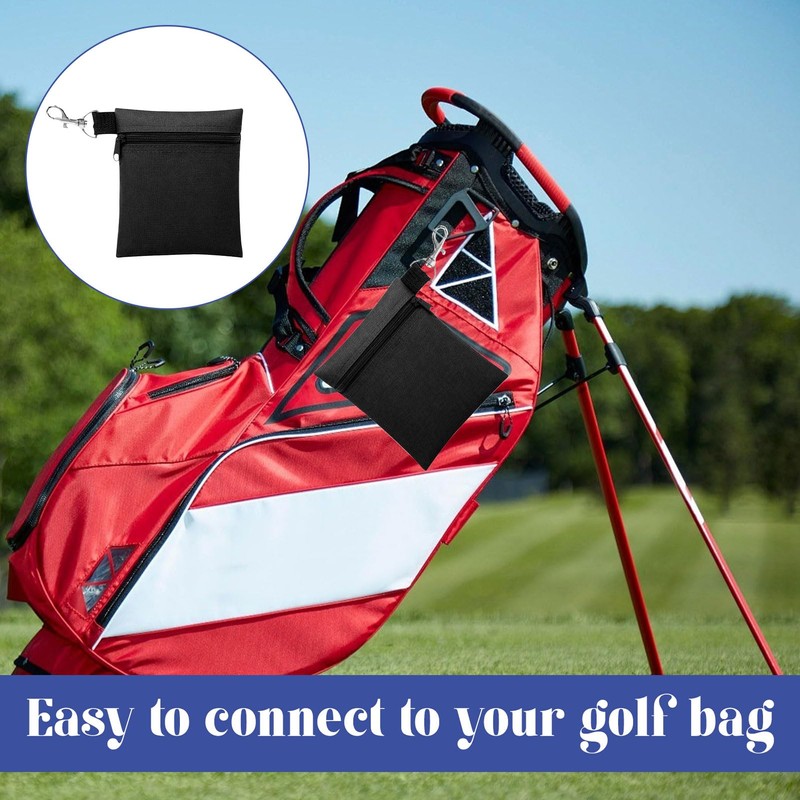 Eophmi Golf Tee Bag Pouch, Black Zipper Storage Bag with