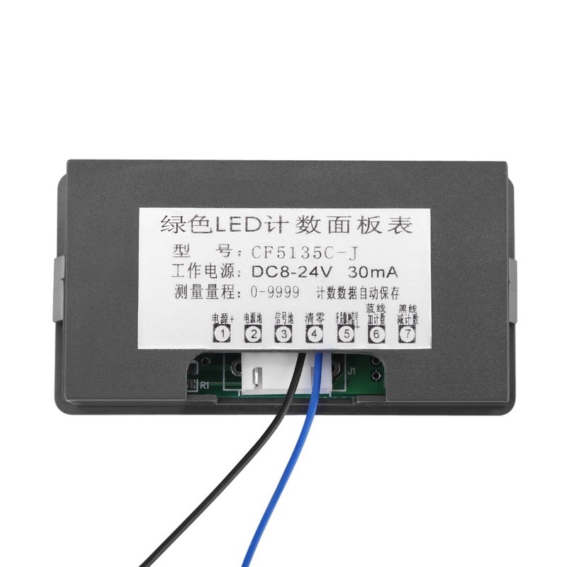 Digital Display Counter, 4-Digit LED, DC 8-24V, 3.1 x 1.5