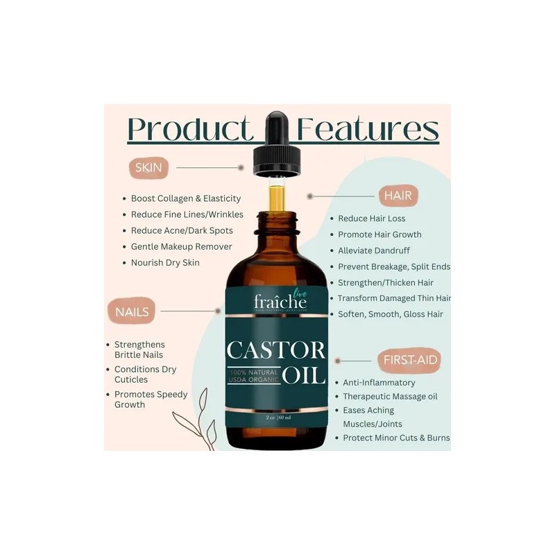 Aceite De Ricino Orgánico (2 Oz) + Tubo De Rímel