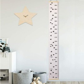 Miaro Kids Growth Chart Wood Frame Fabric Canvas Height Measurement Ruler From Baby to Adult for Child's Room Decoration 7.9 x 79in