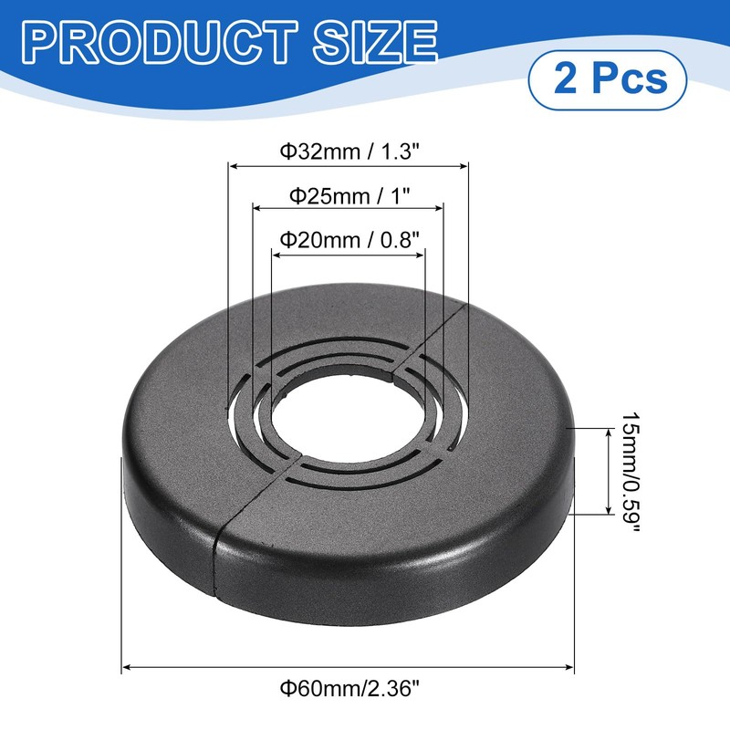 sourcing map 2Pcs Wall Split Pipe Flanges, 0.59" Thick Plastic