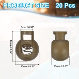 PATIKIL Plastic Cord Lock, 20 Pack Single Hole Toggle Stopper Round Ball Shaped Adjustable Cord Stops Fastener for Paracord, Camping, Hiking, Shoelace Replacement, Light Olive Green