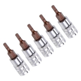 TA-VIGOR 5Pcs Hex Bit Socket, 1/4" Drive x H3 (3mm) Allen Key Socket, Premium S2 Steel Bits, Hex Bit with 38mm Length for Ratchet Wrench, Torque Wrench, Slide Bar, Impact Power Drills