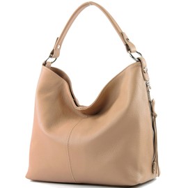 modamoda de - T160 - Italian women's shoulder bag made of leather (Black)