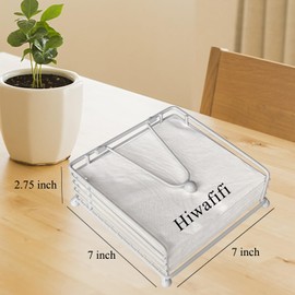 Napkin Holder for Table, Flat Napkin Holder with Weighted Arm, Square Paper Napkin Holders, Elegant Rustic Iron Metal, Modern Napkin Holder for Kitchen, Restaurant, Farmhouse, Dinner, Outdoor, White