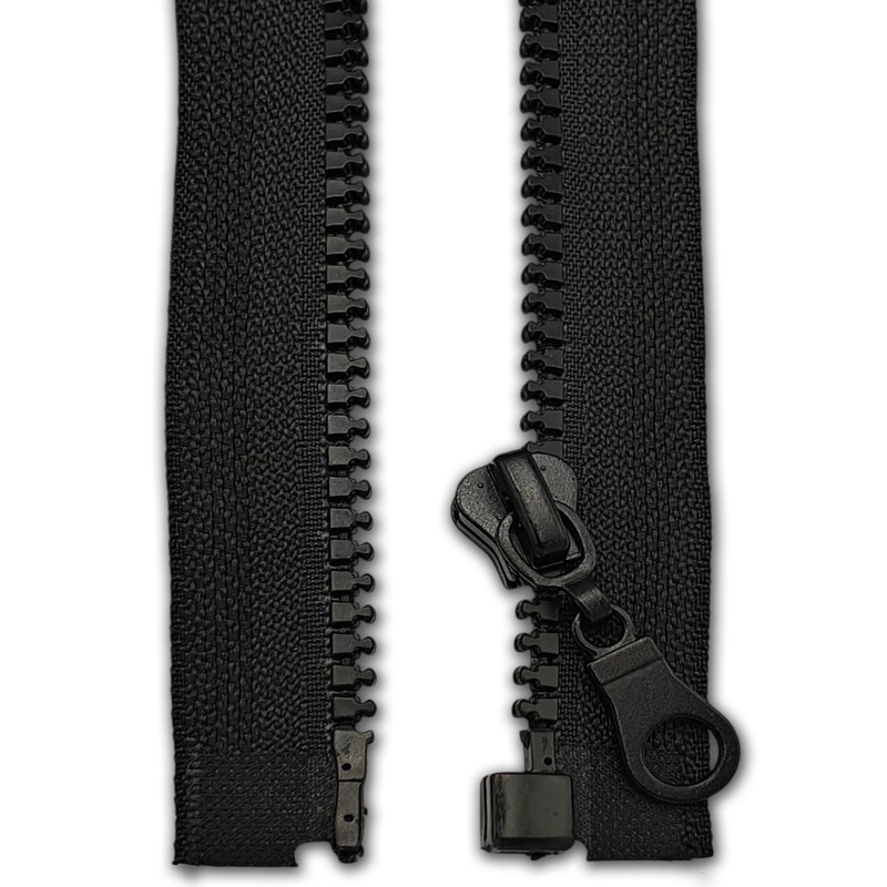 Black Chunky Zip Open-End Fastener Single Slider One Way Resin