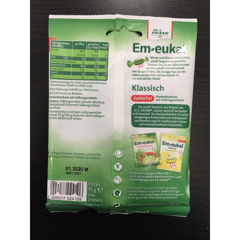 Em-Eukal Dr. C Soldan Klassisch zuckerfrei, Sugar Free Cough Drops