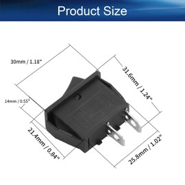 Heyiarbeit 2pcs On/Off Boat Rocker Switch Toggle Switch Snap AC 250V/16A 125V/20A 2 Pin 2 Position for Boat Household Appliances Black KCD3