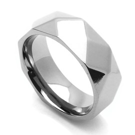DoubleAccent 8MM Comfort Fit Titanium Wedding Band Faceted Dome Ring (Size 7 to 14) Size 14
