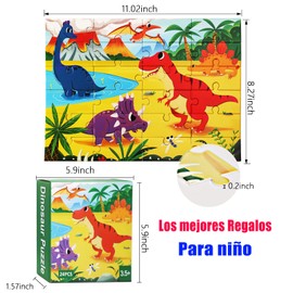 Rompecabezas para Niños,Rompecabezas Niños 24 piezas de 3 a 6 Años,Rompecabezas Dinosaurios Para Niños y Niñas,Rompecabezas Niño 5 Años Juguete Didáctico para Niños de Suelo Resistente y Póster