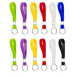 12PCS Key Rings with Tags, Multi pack of 12 Heavy Duty Identification Silicon Key Ring loops, Multiple Colored Key Rings, Key Fob, Keyrings, Key Fobs, Wristlet Keychain