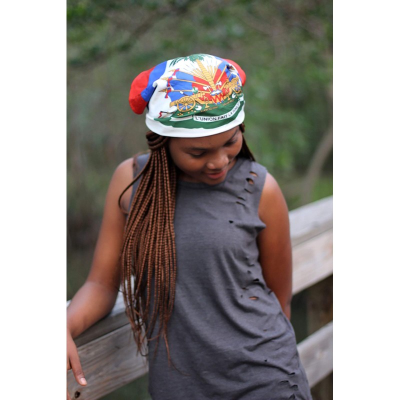 Original Haiti Haitian Flag Bandana Head Wrap Scarf Designed by