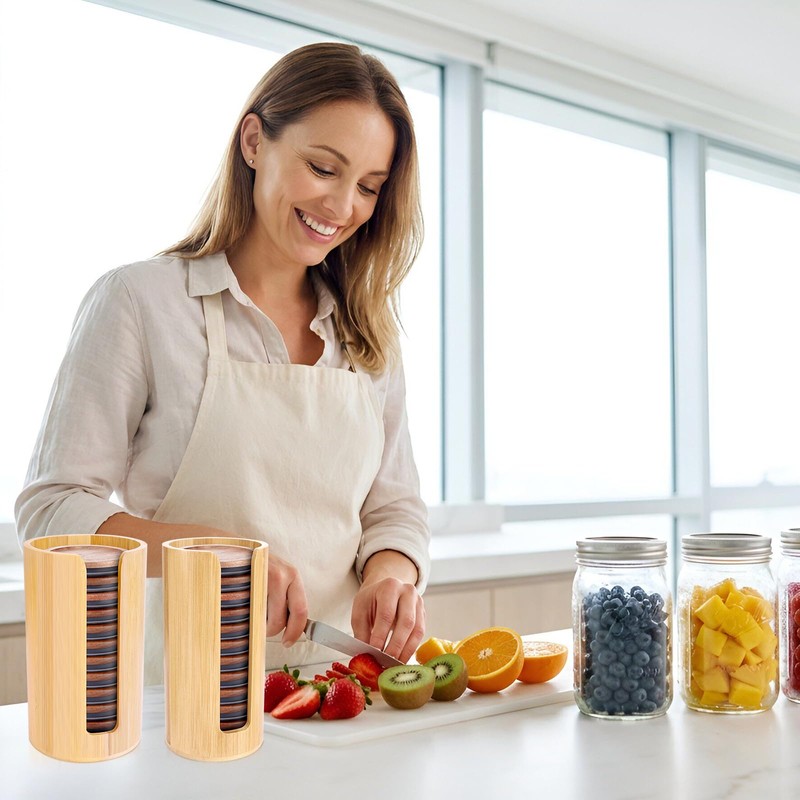 AFOROEOA 2 Pack Bamboo Mason Jar Lid Organizer - Vertical