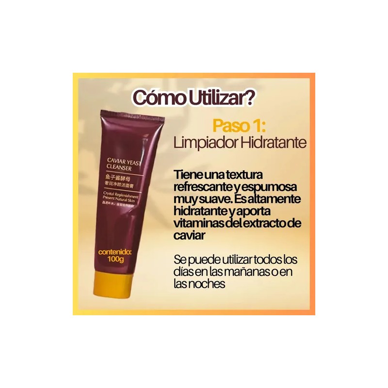 Cuidado Facial Kit Caviar Tónico Serum Crema Colágeno 5pz F