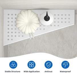 Bernkot Corner Shower Shelf 2PCS, Trapezoid Shaped Bathroom Shelves 12'' for Tiled Wall, 304 Stainless Steel Grout in Shelf, No Drilling Needed (Silver)