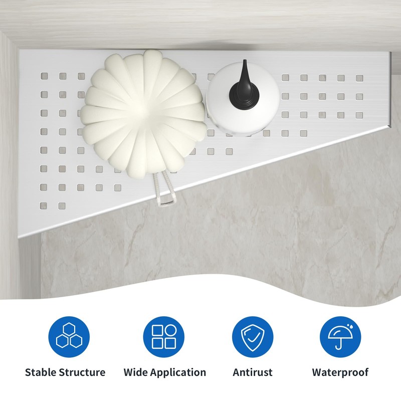 Bernkot Corner Shower Shelf 2PCS, Trapezoid Shaped Bathroom Shelves 12''