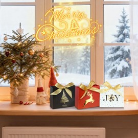 Nimbbex 24 Pack Small Christmas Gift Bags, 4.5 x 4 x 1.8 Inches Mini Christmas Bags With Ribbons, Small Xmas Gift Bags For Wrapping Presents, Party Decor (Classic)