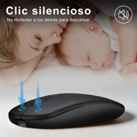MOYAC 2PZS Mouses Inalámbrico Recargable Con Bluetooth Y Modo 2.4 2U Color Negro