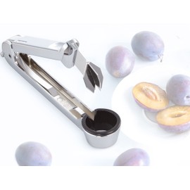 Leifheit Pflaumenentsteiner ProLine, zum schnellen und leichten Entkernen, pflegeleichter Pflaumenentkerner für sauberes Trennen, Zwetschgenentkerner Handgerät