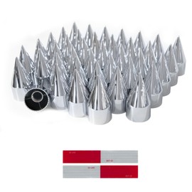 40Pcs 32/33mm Semi Trucks Spike Lug Nuts Covers, ABS Chrome Plastic Anti-Rust Pointed Screw-on Wheel Nut Caps, Lug Nut Covers for Semi Trucks Trailer