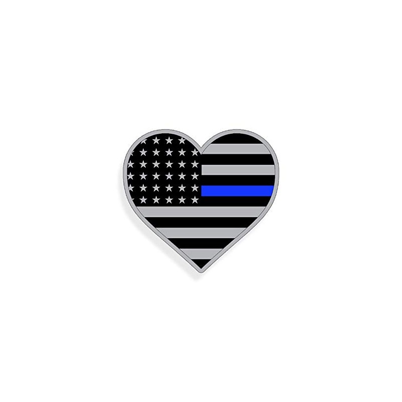 Support Police HEART USA American Flag Blue Line Sticker Decal