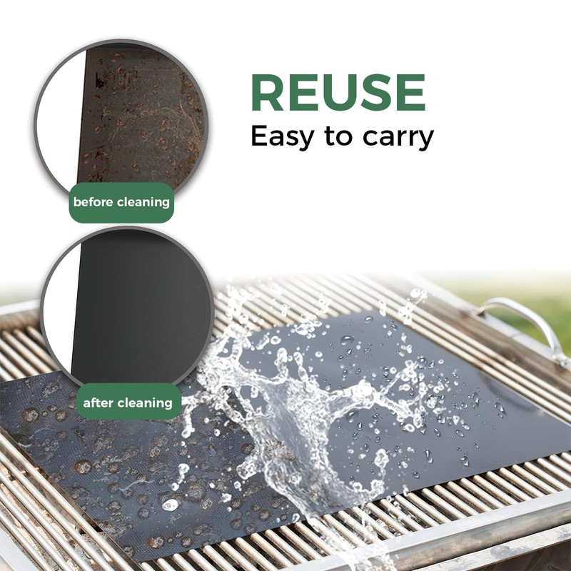Large Size 39 * 47 Inch Fire-Resistant Barbecue Mat, Double-Sided