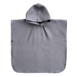 NARDONI Bath Poncho for Kids - Cuddly Cotton Poncho Towel - Quick Drying - Poncho Bathrobe with Hood & Buttons, dark grey