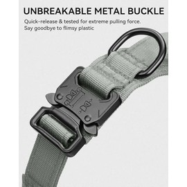 Joytale Collar Táctico para Perros con Asa, Collar De Perro Militar De Servicio Pesado con 2 Parches para Entrenamiento, Collares Tácticos Ajustables para Perros Grandes, Gris, L
