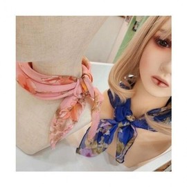 Spring Petit Pink Blue Bag Accessory Retro Mini Chiffon Scarf Pink